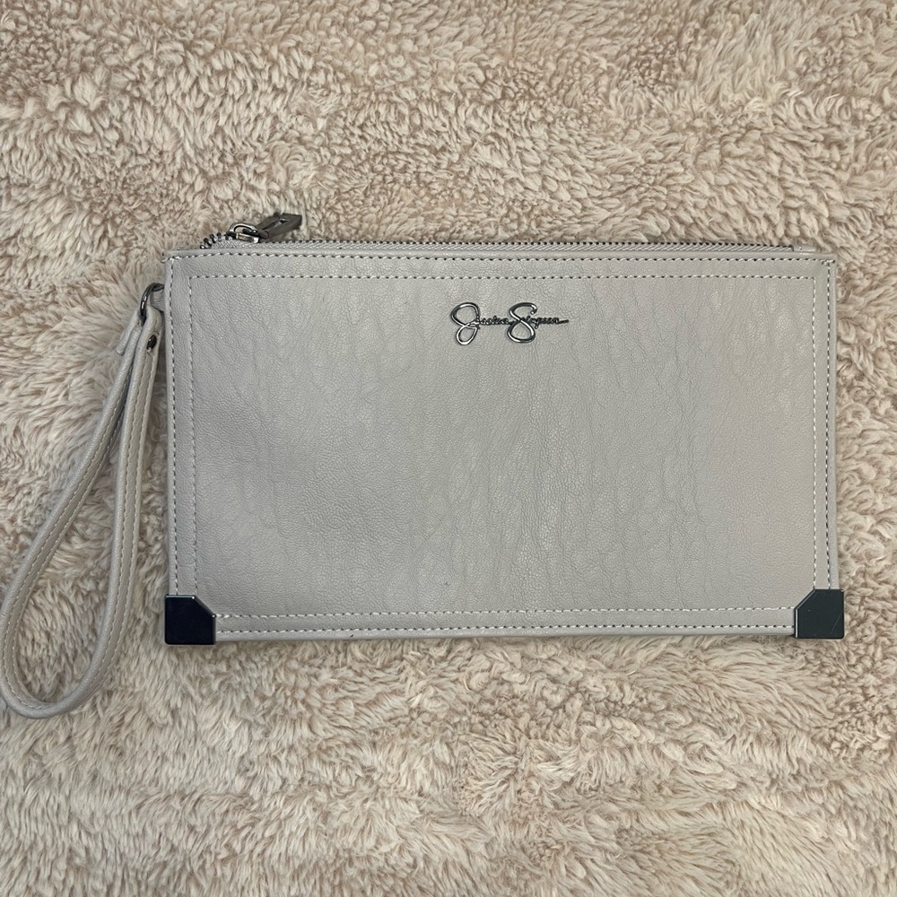 Gray Wristlet‎ Clutch with Signature Logo